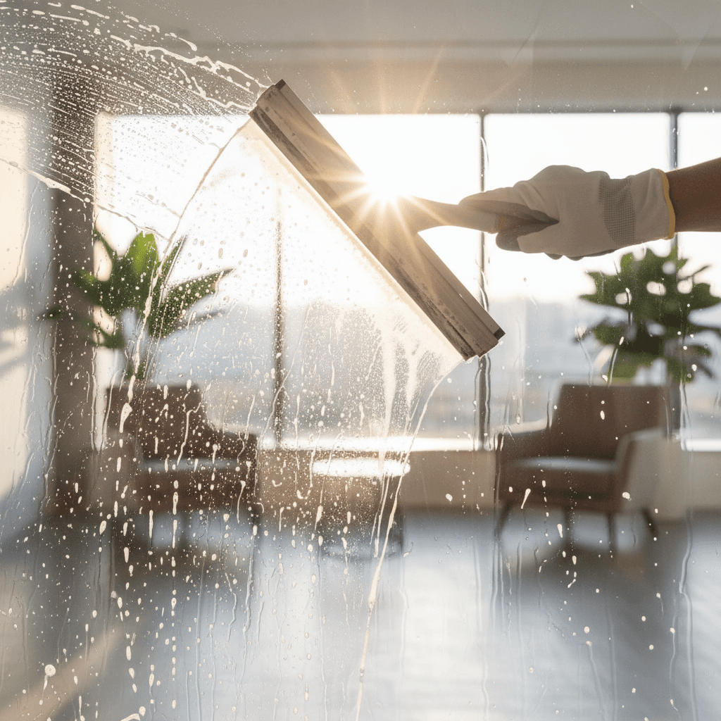 Storefront window cleaning