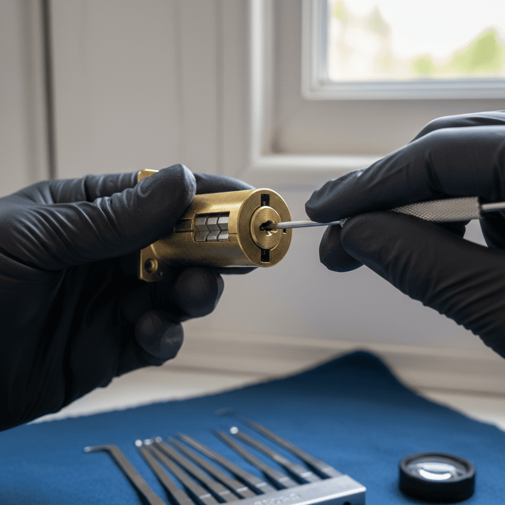 Hand tightening a screw on a door hinge