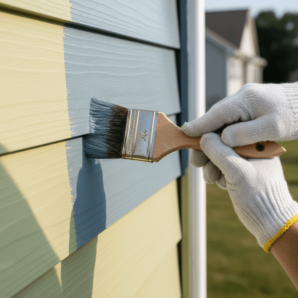 Exterior paint refresh on a brick house